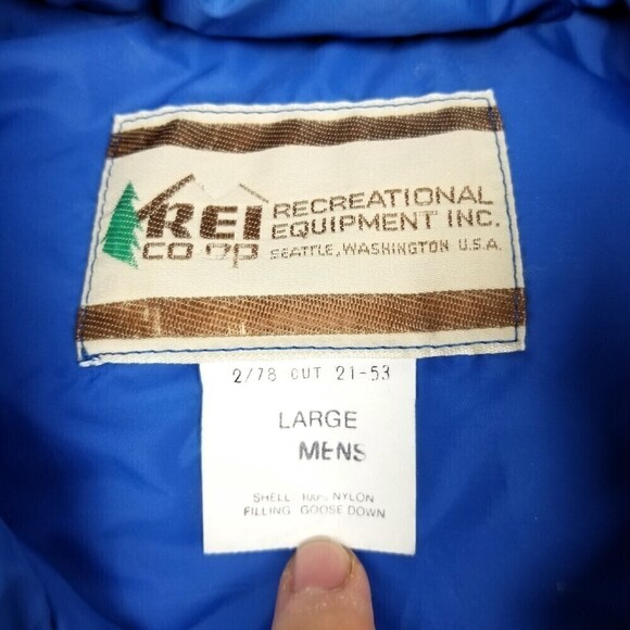 Vintage REI Co Op Goose Down Insulated Quilted Puffer Vest Jacket Blue Men Large - Picture 2 of 8